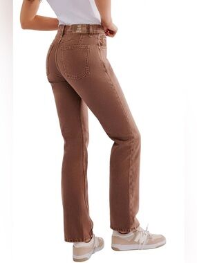 We The Free Chocolate Brown Xena High-Rise Slim Straight Jeans 28x30